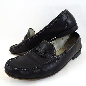 Salvatore Ferragamo Moccasin Gancini Ornament Loafers 11 B Black Leather Men's